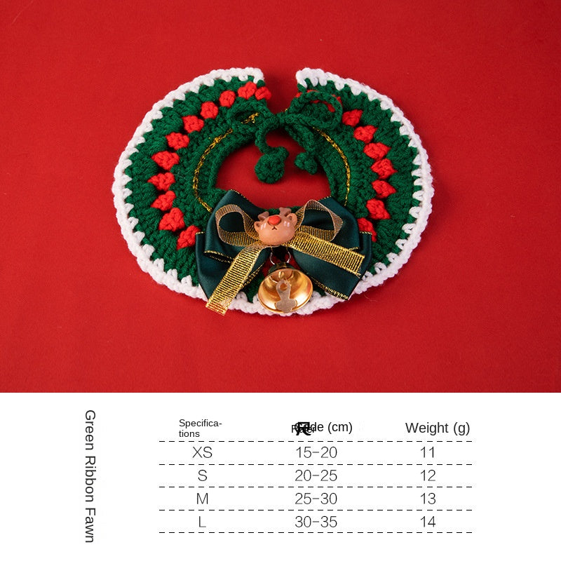 Christmas pet collars decorations handmade knitted cat collars scarves pet supplies