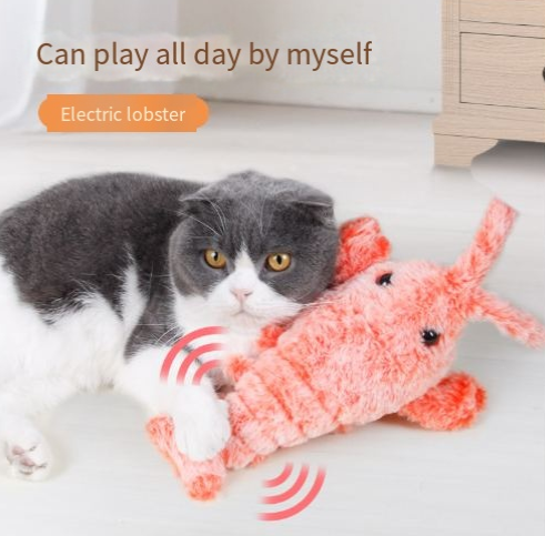 Pet Toy Gravity Bounce Shrimp Electronic Simulated Lobster USB Charging Itchy Dogs Cats