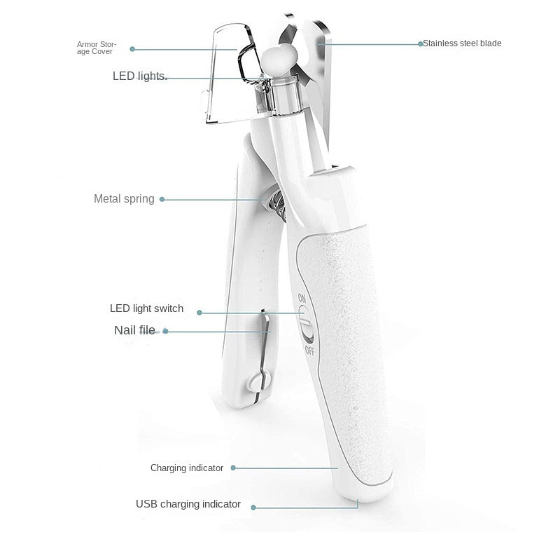 Pet nail clippers dog nail clippers with LED lights for charging and blood line monitoring Pet nail clippers