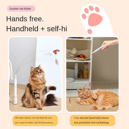 Cat electric toy with automatic cat teasing function can be attached and held in hand