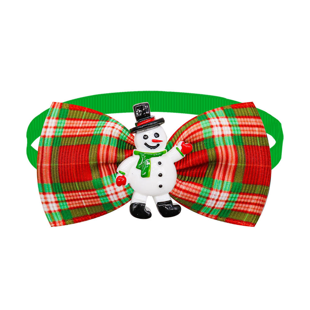 Christmas Dog Printed Pet Tie Collar Bow Accessories Cat Threaded Ribbon