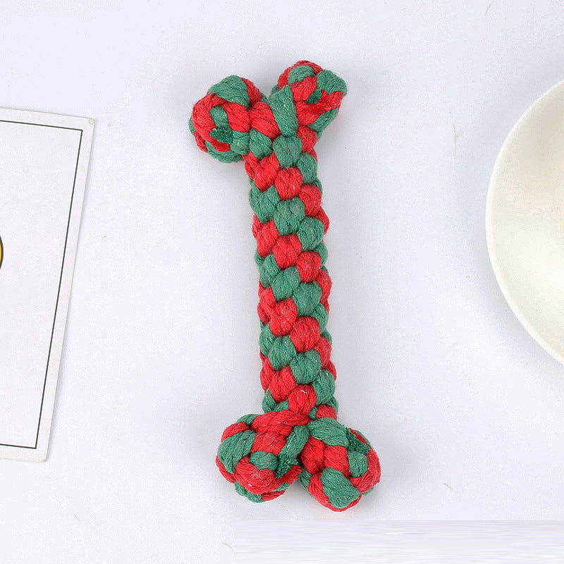 Pet Toys Christmas Series Cotton Rope Toys Clean Teeth Chew Dog Toys