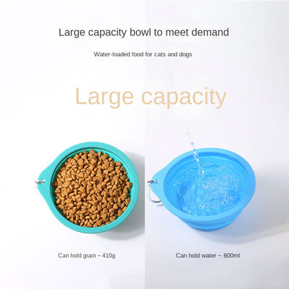 Silicone Foldable Bowl Portable Pet Bowl 600ml Cat Bowl Travel Pet Portable Dog Bowl