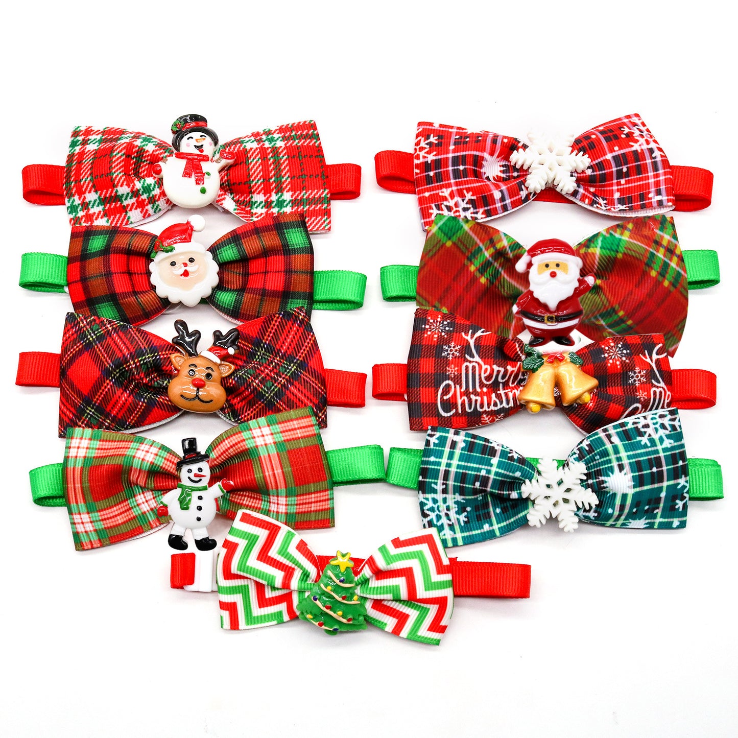 Christmas Dog Printed Pet Tie Collar Bow Accessories Cat Threaded Ribbon