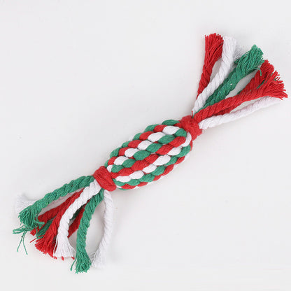Pet Toys Christmas Series Cotton Rope Toys Clean Teeth Chew Dog Toys