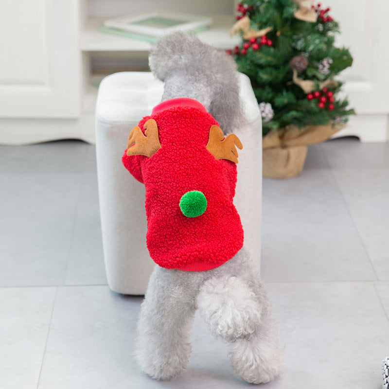 Autumn and Winter Pet Clothing Teddy Small Dog Winter Coat Christmas Tree Velvet Clothes