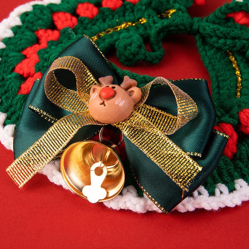 Christmas pet collars decorations handmade knitted cat collars scarves pet supplies