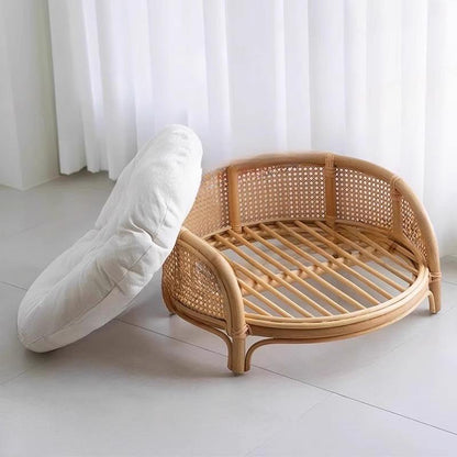 Natural rattan woven dog cat pet bed Teddy dog bed Princess bed