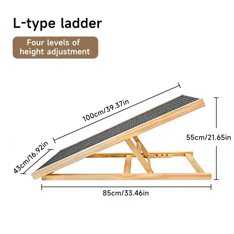 SafeStep Pet Ramp: Foldable, Height-Adjustable Ladder with Non-Slip Carpet for Easy Climbing to Cars and Furniture