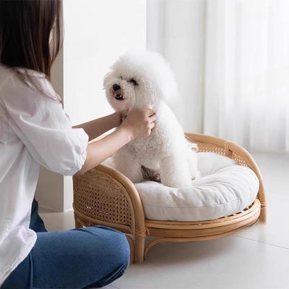 Natural rattan woven dog cat pet bed Teddy dog bed Princess bed