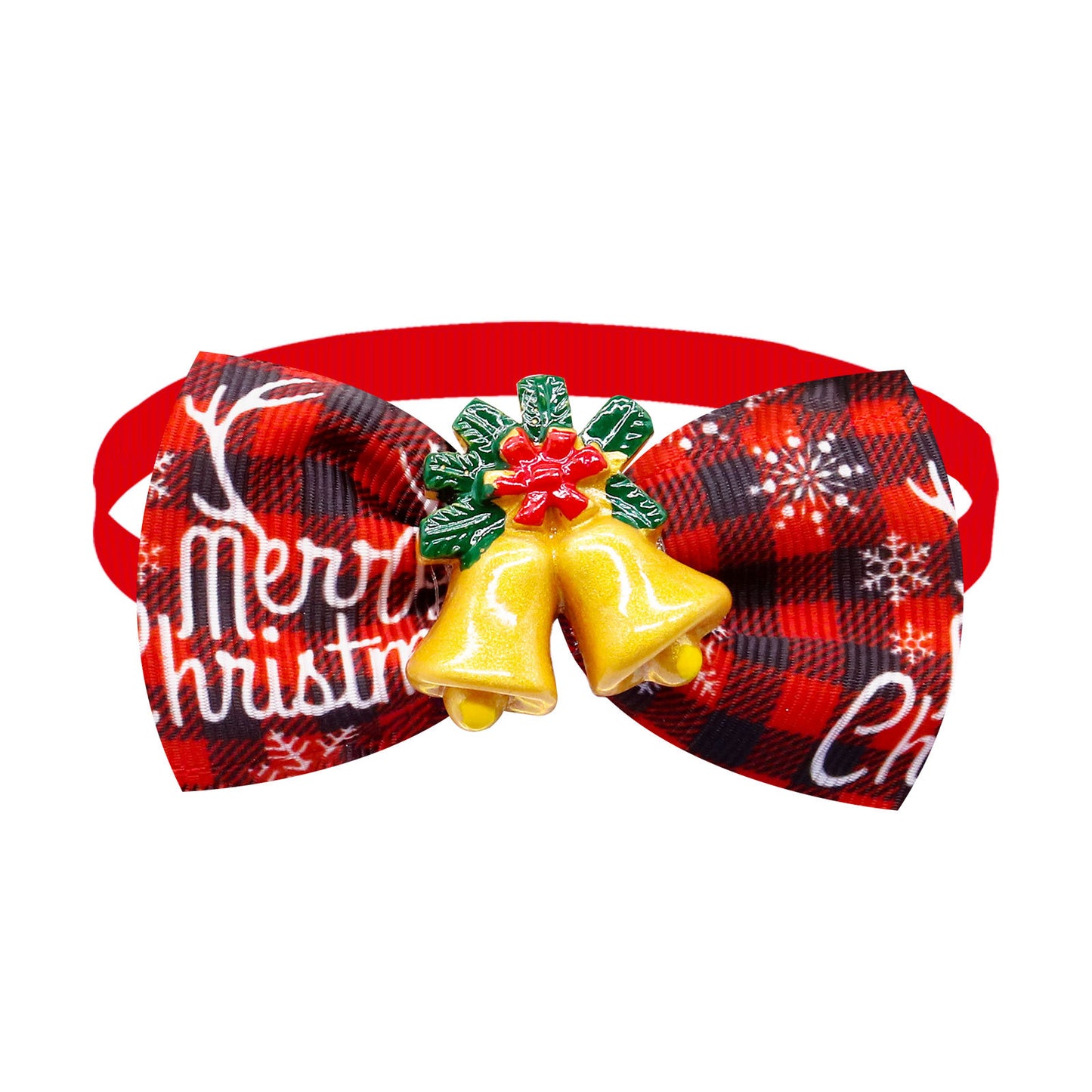 Christmas Dog Printed Pet Tie Collar Bow Accessories Cat Threaded Ribbon