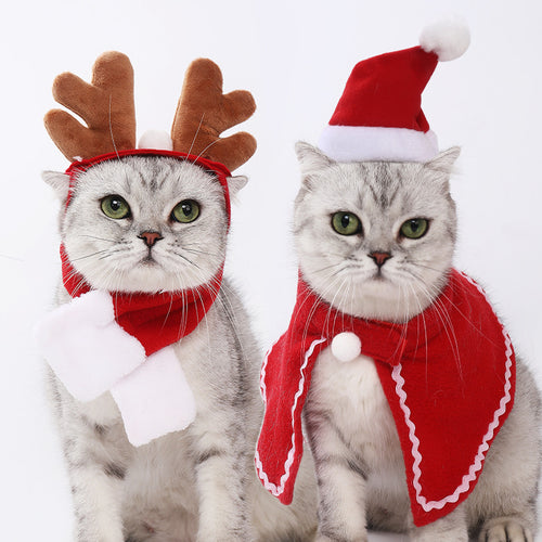 Pet Cat and Dog Hat Headwear Christmas Scarf Cape Christmas Pet Clothing