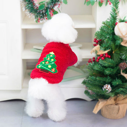 Autumn and Winter Pet Clothing Teddy Small Dog Winter Coat Christmas Tree Velvet Clothes