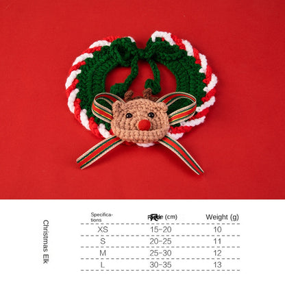 Christmas pet collars decorations handmade knitted cat collars scarves pet supplies