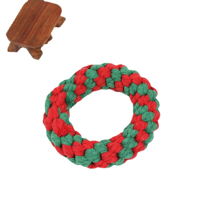 Pet Toys Christmas Series Cotton Rope Toys Clean Teeth Chew Dog Toys