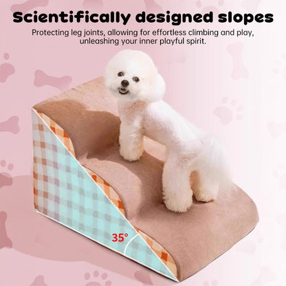 2/3/4-Step Pet Stairs/Ramp: Washable Non-Slip Memory Foam, Removable, Multi-Scene for Dogs & Cats