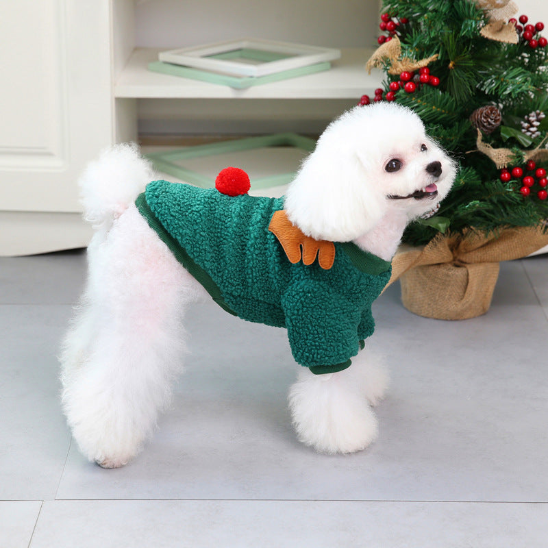 Autumn and Winter Pet Clothing Teddy Small Dog Winter Coat Christmas Tree Velvet Clothes
