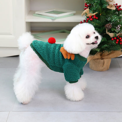 Autumn and Winter Pet Clothing Teddy Small Dog Winter Coat Christmas Tree Velvet Clothes