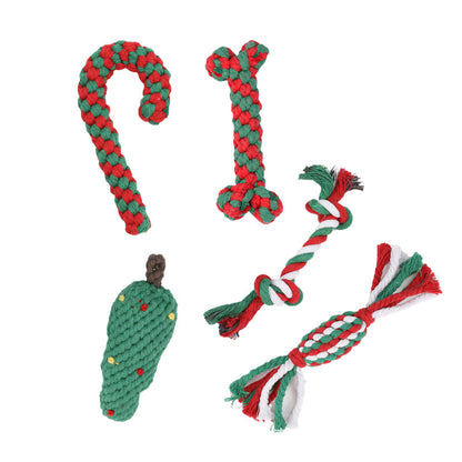 Pet Toys Christmas Series Cotton Rope Toys Clean Teeth Chew Dog Toys