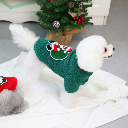 Autumn and Winter Pet Clothing Teddy Small Dog Winter Coat Christmas Tree Velvet Clothes