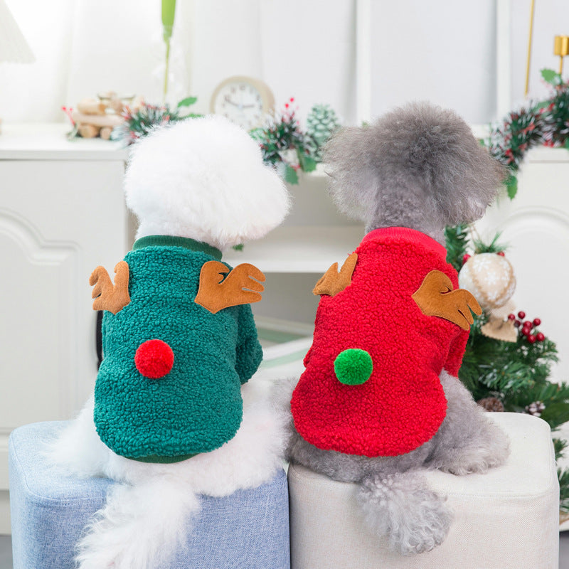 Autumn and Winter Pet Clothing Teddy Small Dog Winter Coat Christmas Tree Velvet Clothes
