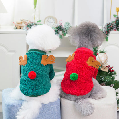 Autumn and Winter Pet Clothing Teddy Small Dog Winter Coat Christmas Tree Velvet Clothes