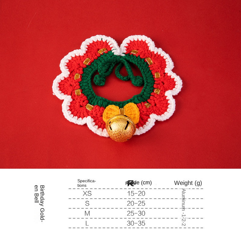 Christmas pet collars decorations handmade knitted cat collars scarves pet supplies