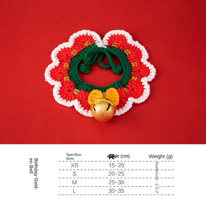 Christmas pet collars decorations handmade knitted cat collars scarves pet supplies