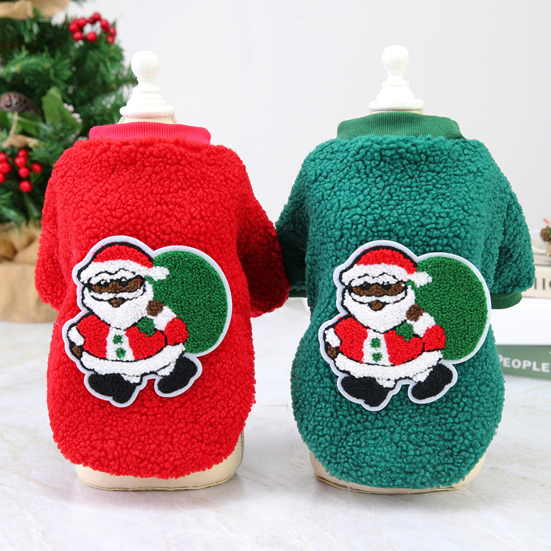Autumn and Winter Pet Clothing Teddy Small Dog Winter Coat Christmas Tree Velvet Clothes