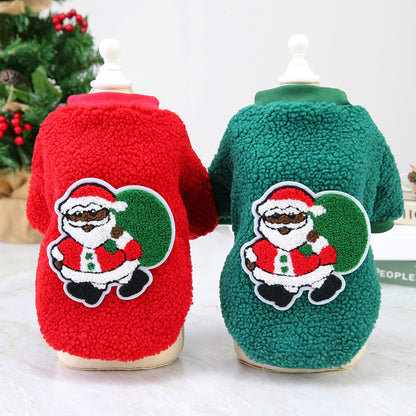Autumn and Winter Pet Clothing Teddy Small Dog Winter Coat Christmas Tree Velvet Clothes