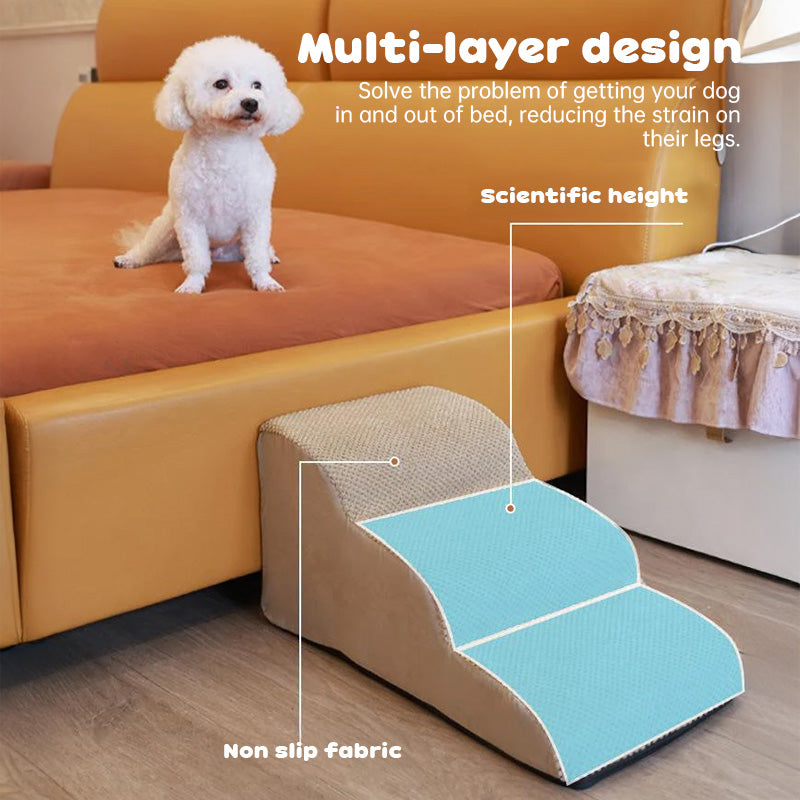 2/3/4-Step Pet Stairs/Ramp: Washable Non-Slip Memory Foam, Removable, Multi-Scene for Dogs & Cats