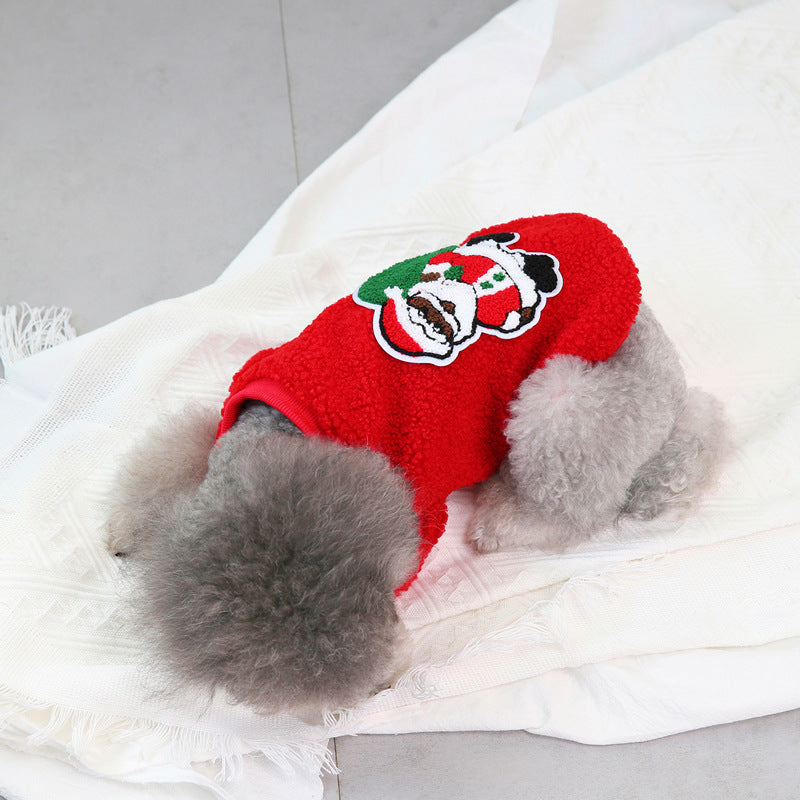 Autumn and Winter Pet Clothing Teddy Small Dog Winter Coat Christmas Tree Velvet Clothes