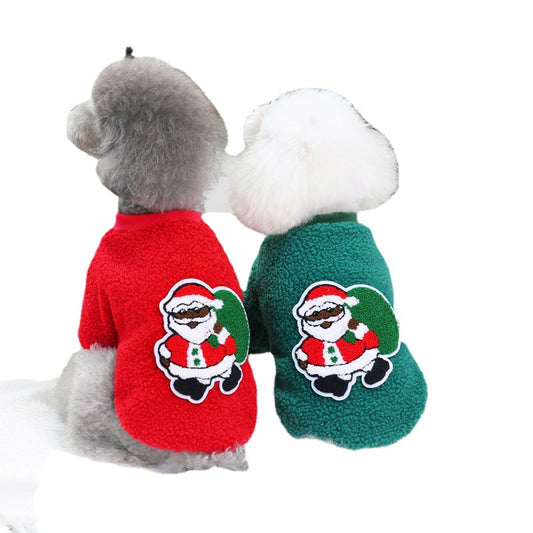 Autumn and Winter Pet Clothing Teddy Small Dog Winter Coat Christmas Tree Velvet Clothes