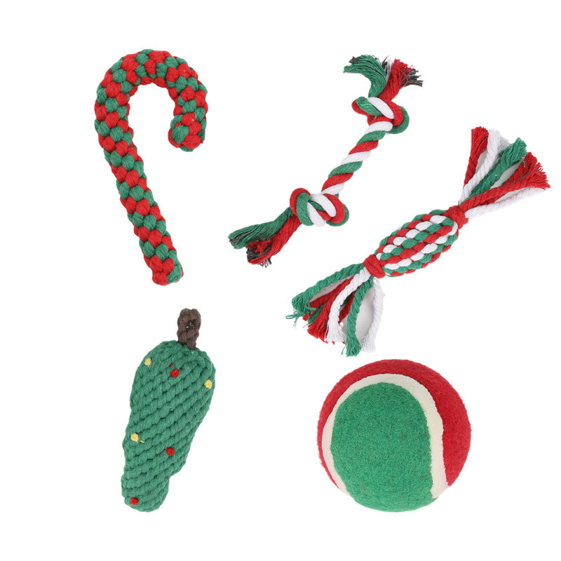 Pet Toys Christmas Series Cotton Rope Toys Clean Teeth Chew Dog Toys