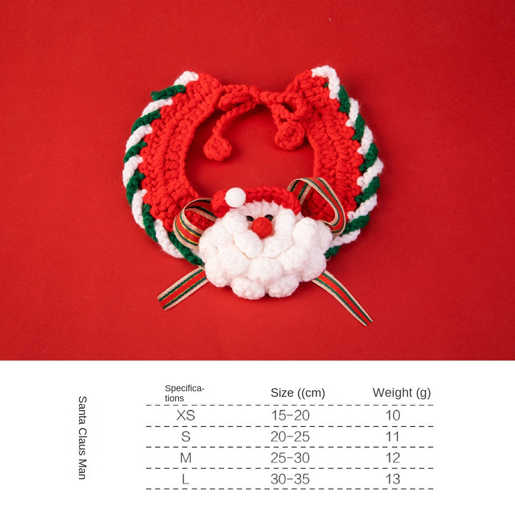 Christmas pet collars decorations handmade knitted cat collars scarves pet supplies