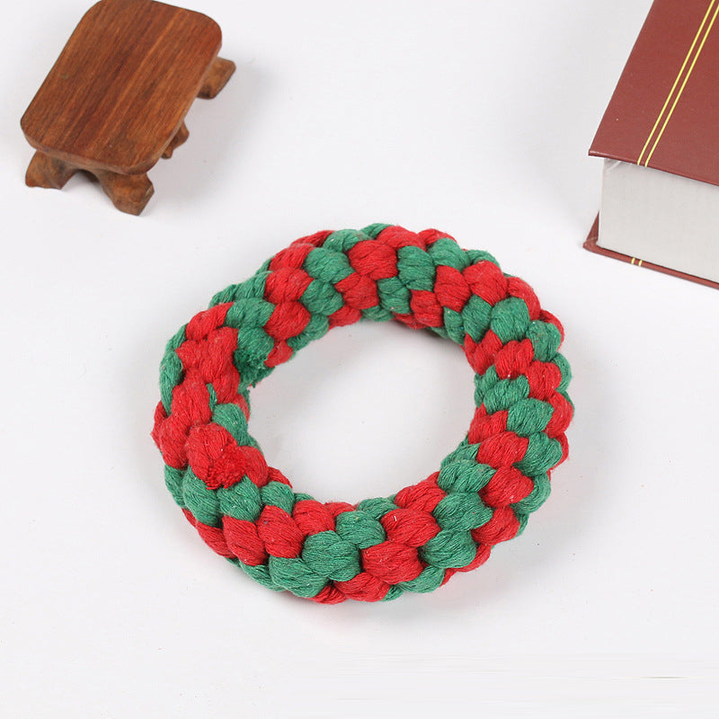 Pet Toys Christmas Series Cotton Rope Toys Clean Teeth Chew Dog Toys