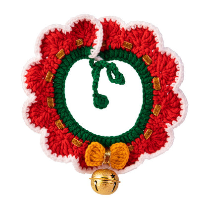 Christmas pet collars decorations handmade knitted cat collars scarves pet supplies